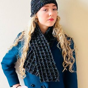 Hand-Crocheted Multicolor Waffle-Stitch Scarf